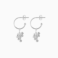 Boucles d'oreilles créoles fines en argent sterling chic avec perles et fleurs, pendantes à boule