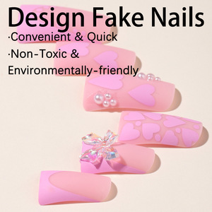 Puntas de uñas impresas a mano, extensión de <span class=keywords><strong>gel</strong></span> suave curvada, puntas de Arte de uñas postizas artificiales, cubierta completa, <span class=keywords><strong>pies</strong></span> de pato, prensa en las uñas - Product Image 4