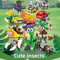 Blok Bangunan Hewan Serangga Lucu Kreatif Plastik 40-Piece Set Mainan DIY Blind Bag Model 168 Laba-laba Kalajengking Puzzle Perakitan