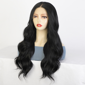 Venta al por mayor largo cuerpo onda <span class=keywords><strong>peluca</strong></span> parte media resistente al calor sintético negro encaje frente pelucas para mujeres uso diario <span class=keywords><strong>con</strong></span> encaje <span class=keywords><strong>frontal</strong></span> - Product Image 4
