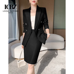 Costume professionnel haut de gamme pour femme, idéal pour le bureau, nouvelle collection printemps-automne, coupe classique, respirant, anti-plis, pour fonctionnaires - Product Image 3