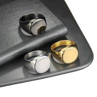Edelstahl Ovaler Siegelring Ungraviert Blanko-Oberteil Breiter Ring Statement-Fingerring für Individuelles Monogramm-Schmuckdesign
