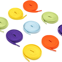 Lacets plats en polyester colorés personnalisés avec logo, 100-120 cm, emballage individuel