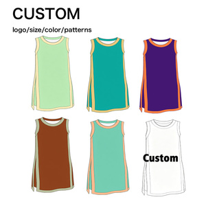Vestido de Yoga Dos en Uno para Niñas, Elástico, de Nailon y Spandex, con Pantalones Cortos Interiores y Bolsillos, Ropa Deportiva para el Día del Partido - Product Image 1