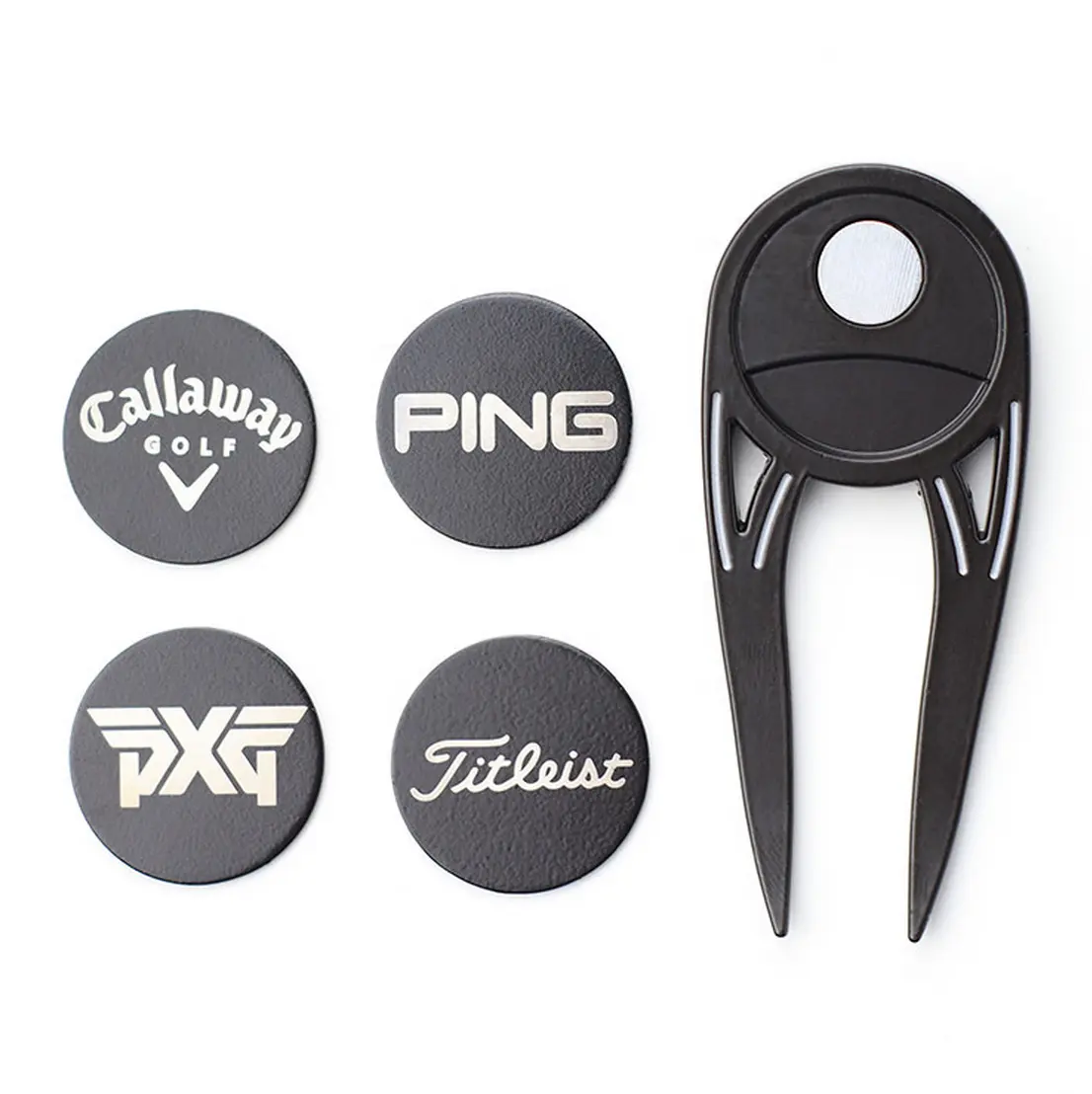 Verschillende Stijlen Op Maat Gemaakt Magnetisch Logo Metaal Zinklegering Blanco Reparatie Divot Tool Golfbal Markers