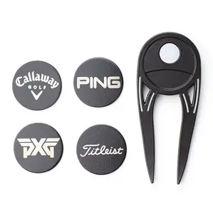 Verschiedene Stile Benutzer definiertes magnetisches Logo Metall Zink legierung Blank Repair Divot Tool Golfball Marker