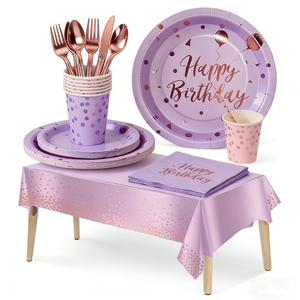 Nouveautés - Fournitures pour Fêtes sur le Thème des Anniversaires - Ensemble de Vaisselle en <span class=keywords><strong>Papier</strong></span> Jetable - Décorations pour Fêtes d'Anniversaire - Assiettes, Gobelets, Serviettes en <span class=keywords><strong>Papier</strong></span> - Product Image 4