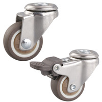 Roues pivotantes silencieuses en polypropylène de 15 pouces, 2 pouces, avec roulements, trous M6/M8, pour poussette, DC029, personnalisables, sans frein