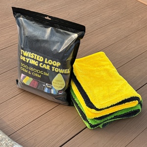 Custom Logo 1400 Gsm <b>Quick</b>-dry Cleaning Cloth Premium Micro Fiber Microfiber Car Wash <b>Drying</b> <b>Towel</b> Twisted Loop <b>Towel</b> - Product Image 1