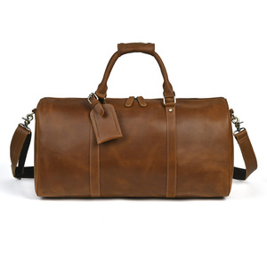 Bolsa de Viaje de Cuero Crazy Horse para Hombre, Bolsa de Hombro Cruzada Marrón de Gran Capacidad, Estilo Retro para Viajes de Negocios - Product Image 5