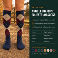 Chaussettes d'équitation personnalisées en coton jacquard respirant et écologique, hauteur genou, pour les entraînements estivaux et les activités de plein air