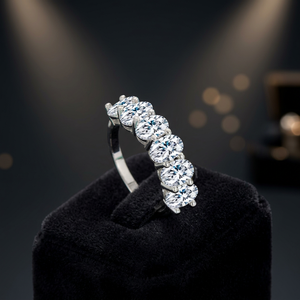 Chasau High Quality Fashion Women Luxury Ladies 7-Stone <b>Moissanite</b> S925 Sterling Silver Rhodium Plated Prong Setting <b>Ring</b> - Product Image 2