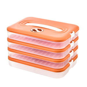Dumpling Freezer <b>Container</b> Stackable Rectangle Clip On Lid Large Capacity Refrigerator Food Storage Plastic Household <b>Travel</b> Use - Product Image 1