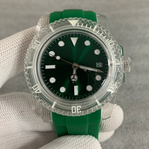 Montre automatique transparente lumineuse personnalisée avec bracelet en silicone coloré, montre-bracelet <span class=keywords><strong>de</strong></span> sport étanche 3ATM pour boîtier en acrylique <span class=keywords><strong>de</strong></span> 40 mm - Product Image 1