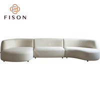 Canapé modulaire incurvé en tissu bouclé texturé, pièces sectionnelles à combiner librement, taille personnalisée, canapé pour projet de hall d'hôtel