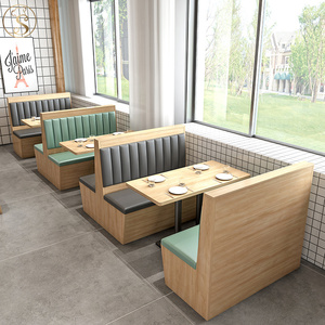 Ensemble chaise et <span class=keywords><strong>table</strong></span> de salle à manger en bois cabine de restaurant en demi-cercle en forme de U - Product Image 4