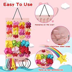 Wall-Mounted Felt Hair Bows Holder Hair Clips Storage Hanger Baby Headband Organizer with Custom Logo for <b>Wardrobe</b> Multifunction - Product Image 3