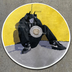 Grande offre intérieure personnalisée 3D cercle abstrait <span class=keywords><strong>tapis</strong></span> avec disque <span class=keywords><strong>vinyle</strong></span> motif CD résistant aux taches Design moderne - Product Image 4