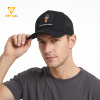 Casquette Trucker Unisexe Y2K en Maille 5 Panneaux Personnalisée pour l'Été, Haute Qualité, Noire, avec Logo Brodé et Patch, Vente en Gros