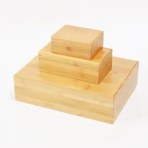 定制豪华木质优质实木板条箱小竹礼品收纳盒带盖