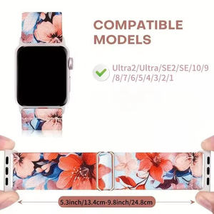 Bracelet élastique en nylon à motif floral pour <span class=keywords><strong>Apple</strong></span> <span class=keywords><strong>Watch</strong></span> Series 11 46mm 10 9 8 7 6 <span class=keywords><strong>5</strong></span> 4 SE Ultra 3 2 49mm - Product Image 3