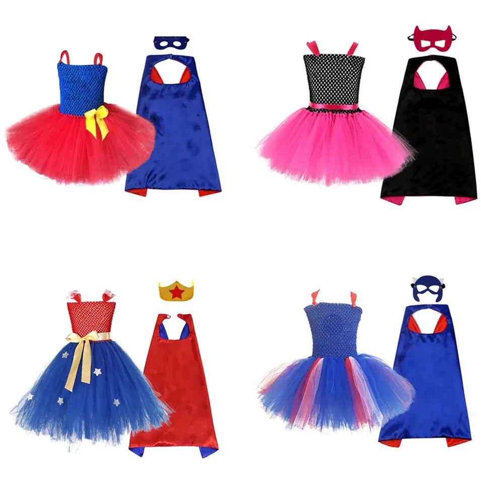 Set di abbigliamento per eroi per bambini braccialetti costumi per bambini Halloween Cosplay Dress Up Gift For Girls