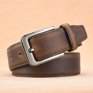 Ceinture en cuir de vachette pour hommes, longueur personnalisée avec épingle simple pour boucle formelle, matériau en alliage fabriqué au Pakistan - Product Image 1