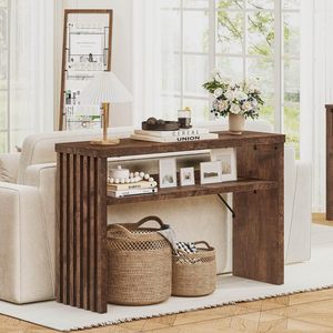 Mesa Consola de Madera Rústica Moderna SENYU con Estante de Almacenamiento para Muebles de Sala de Estar - Product Image 1