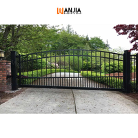 Porte d'entrée fantaisie en fer forgé pour villas Porte d'allée principale extérieure en métal surdimensionnée avec style ouvert coulissant