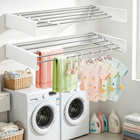 Lavinia – Support mural rétractable moderne et durable en acier inoxydable noir, pliable à trois niveaux, multifonctionnel pour cuisine et vêtements
