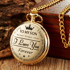 Mots personnalisés à mon fils mari grand-père montres de poche <span class=keywords><strong>Vintage</strong></span> chiffre romain affichage pendentif taille chaîne Quartz <span class=keywords><strong>montre</strong></span> de poche - Product Image 1