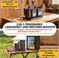 Inversor de 500w Compatible con Batería DeWalt para 18V Dc y 230v Ac, Es un Voltaje Sinusoidal Puro con 4 Puertos para Camping