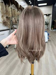 Topper en cheveux Remy européens blond clair avec mèches blondes fines, base en dentelle HD fine et plate, dos tissé fermé, pour femmes souffrant <span class=keywords><strong>de</strong></span> perte <span class=keywords><strong>de</strong></span> cheveux - Product Image 4