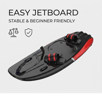 Jetboard prêt à être expédié, planche de surf à essence, réservoir de 2,8 L, accents rouges, stabilisé, contrôle facile, coque en graphite, 64 km/h, sangles pour les pieds