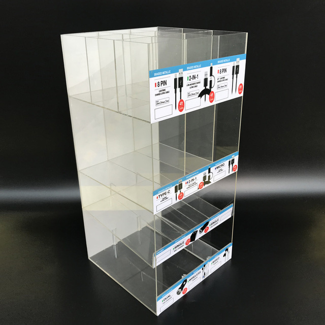 Acrylic Display Stand Model Made USB Charger Data Cable Display Rack With Lock Cabinet for for Digital Products