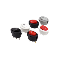 Interrupteur à bascule rond 20 mm 2 broches 2 positions ON-OFF SPST 6A/250V 10A/125V AC IP53 Plastique T85 1e4