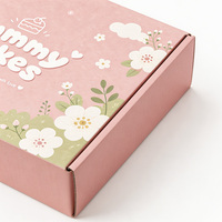 Boîte en carton ondulé personnalisée certifiée FSC, imprimée de fleurs rose clair, boîte à gâteaux personnalisée avec logo de boulangerie, boîte à cadeaux pour aliments sucrés, boîte d'expédition