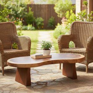 Mesa de Centro Moderna de Madera Natural de Suar Premium, con Diseño de Vetas Únicas, para Sala de Estar, Hotel o Apartamento - Product Image 5