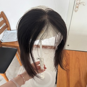 Prêt à expédier : Topper capillaire HD en dentelle suisse pour ligne de <span class=keywords><strong>cheveux</strong></span> reculée, 1,5x11 pouces, couverture d'oreille à oreille, 14 pouces, <span class=keywords><strong>cheveux</strong></span> humains, Halo Wire - Product Image 4