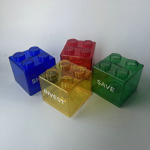 Bloques <span class=keywords><strong>de</strong></span> Construcción Apilables <span class=keywords><strong>de</strong></span> Plástico Transparente, Alcancía Portátil y Linda para Niños y Niñas - Product Image 2