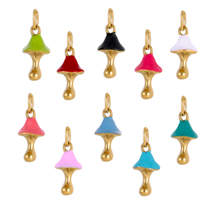Abalorios de Esmalte con Forma de Hongo Coloridos |   Colgantes de Acero Inoxidable con Baño de Oro PVD de 18K para Fabricación de Joyería DIY |   Impermeable e Hipoalergénico - Product Image 1