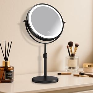 <span class=keywords><strong>Miroir</strong></span> de maquillage personnalisé à double face avec éclairage <span class=keywords><strong>LED</strong></span>, grossissement 10x, réglable en hauteur, en métal, rechargeable par USB - Product Image 1