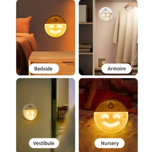 Lámpara de Pared Redonda con Sensor de Movimiento, Regulable, con Cara Sonriente y Expresiones Cambiables, Inalámbrica, para Pasillo o Escalera - Product Image 6