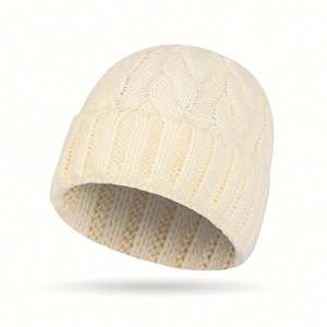 Winter New European American Solid Color <b>Twist</b> Ponytail Knit Beanie Hat Women Lady Fashion Warm Knitted Hat - Product Image 1