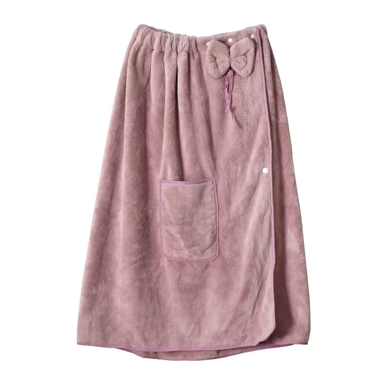 Wholesale Sexy Women Bath Towel Women Wearable Microfiber Bow Bath Dress Towel Pink Purple Microfiber Skirt Bathrobe Towel