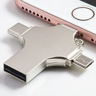 For iPhone iOS Android Type C Devices and PC OTG 4 in 1 USB Flash Drive Multi-Function OTG Memoria Usb