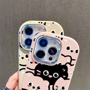 Cover per Cellulare INS con Gattino Nero Carino e Ragazza Morbida, Accessori per iPhone 15 14 13 12 11 16 17 Pro Max - Product Image 5