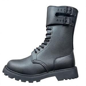 TSB100 Ceremony Full grain cow leather black tactical boots with fasten side buckle durable and long lasting training men boots - Product Image 1