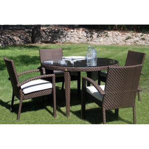 La table faite main de <span class=keywords><strong>jardin</strong></span> élégant de rotin <span class=keywords><strong>et</strong></span> la conception de chaise ont dîné des meubles - Product Image 1