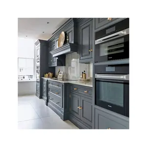 Classical Solid Wood Grey Shaker Kitchen Cabinets Sets for Room Furniture Meuble Cuisine